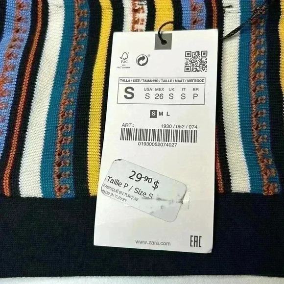 Zara Crop Top Size Small New With Tags Boho Cottage  Festival Spring Summer Vibe - Picture 8 of 10